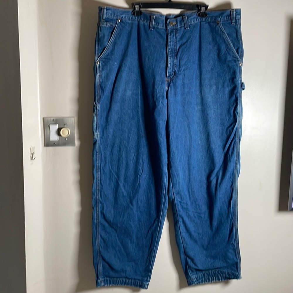 L.L.Bean Mens Plaid lined Carpenter pants jeans, waist 45